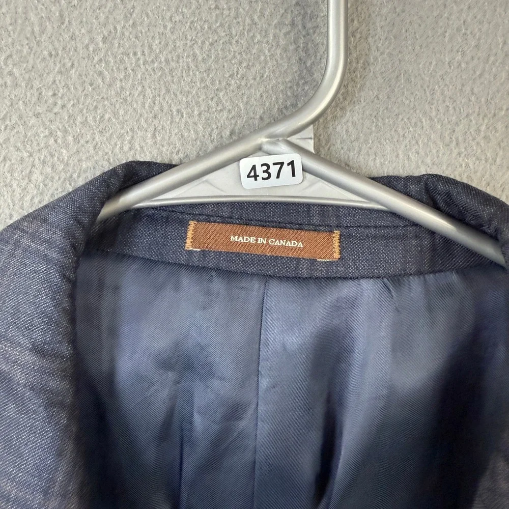Peter Millar Mens 46T Wool Blazer Navy Blue Plaid 2 Button Sport Coat Canada